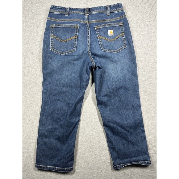 Carhartt Size 6 Blue Original Fit Crop Straight Leg Denim Jeans Women - Picture 3 of 6